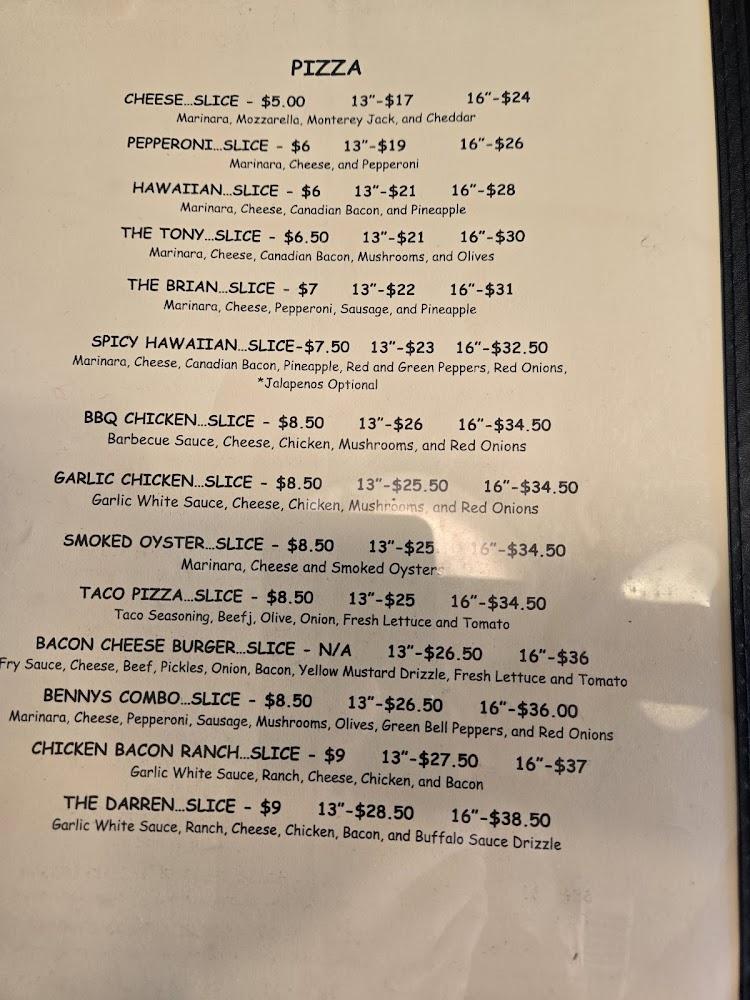 Bennys Pizza Joint Menu image 4
